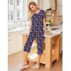 image:imageEkouaer 2 Pack Womens Pajamas Set Short Sleeve Sleepwear Capri Pants Pjs Soft Loungewear with PocketsBlue BowNavy Bloom