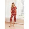 image:imageEkouaer 2 Pack Womens Pajamas Set Short Sleeve Sleepwear Capri Pants Pjs Soft Loungewear with PocketsChristmas Red SnowmanGreen Santa Claus