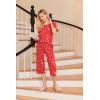 image:imageEkouaer 2 Pack Womens Pajamas Set Short Sleeve Sleepwear Capri Pants Pjs Soft Loungewear with PocketsGreenRed Christmas Print