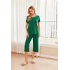 image:imageEkouaer 2 Pack Womens Pajamas Set Short Sleeve Sleepwear Capri Pants Pjs Soft Loungewear with PocketsGreenRed Christmas Print