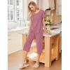 image:imageEkouaer 2 Pack Womens Pajamas Set Short Sleeve Sleepwear Capri Pants Pjs Soft Loungewear with PocketsLight GreenDusty Rose