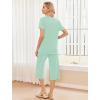 image:imageEkouaer 2 Pack Womens Pajamas Set Short Sleeve Sleepwear Capri Pants Pjs Soft Loungewear with PocketsLight GreenDusty Rose