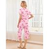 image:imageEkouaer 2 Pack Womens Pajamas Set Short Sleeve Sleepwear Capri Pants Pjs Soft Loungewear with PocketsPink BowWoman and Puppy