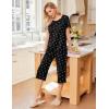 image:imageEkouaer 2 Pack Womens Pajamas Set Short Sleeve Sleepwear Capri Pants Pjs Soft Loungewear with PocketsPink CurveBlack Bow