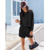 image:imageEkouaer 2 Pieces Lounge Set for Women Long Sleeve Pajamas Top and Shorts Matching Sets Outfits with PocketsBlack