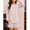 image:imageEkouaer 2 Pieces Lounge Set for Women Long Sleeve Pajamas Top and Shorts Matching Sets Outfits with PocketsChampagne