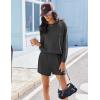 image:imageEkouaer 2 Pieces Lounge Set for Women Long Sleeve Pajamas Top and Shorts Matching Sets Outfits with PocketsDeep Grey