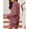 image:imageEkouaer 2 Pieces Lounge Set for Women Long Sleeve Pajamas Top and Shorts Matching Sets Outfits with PocketsDeep Pink