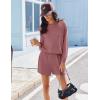 image:imageEkouaer 2 Pieces Lounge Set for Women Long Sleeve Pajamas Top and Shorts Matching Sets Outfits with PocketsDeep Pink