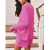 image:imageEkouaer 2 Pieces Lounge Set for Women Long Sleeve Pajamas Top and Shorts Matching Sets Outfits with PocketsHot Pink