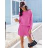 image:imageEkouaer 2 Pieces Lounge Set for Women Long Sleeve Pajamas Top and Shorts Matching Sets Outfits with PocketsHot Pink