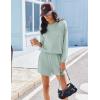 image:imageEkouaer 2 Pieces Lounge Set for Women Long Sleeve Pajamas Top and Shorts Matching Sets Outfits with PocketsIce Green