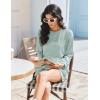 image:imageEkouaer 2 Pieces Lounge Set for Women Long Sleeve Pajamas Top and Shorts Matching Sets Outfits with PocketsIce Green