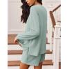 image:imageEkouaer 2 Pieces Lounge Set for Women Long Sleeve Pajamas Top and Shorts Matching Sets Outfits with PocketsIce Green