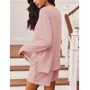 image:imageEkouaer 2 Pieces Lounge Set for Women Long Sleeve Pajamas Top and Shorts Matching Sets Outfits with PocketsLight Pink