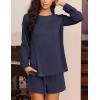 image:imageEkouaer 2 Pieces Lounge Set for Women Long Sleeve Pajamas Top and Shorts Matching Sets Outfits with PocketsNavy Blue