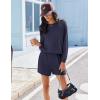 image:imageEkouaer 2 Pieces Lounge Set for Women Long Sleeve Pajamas Top and Shorts Matching Sets Outfits with PocketsNavy Blue