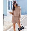 image:imageEkouaer 2 Pieces Lounge Set for Women Long Sleeve Pajamas Top and Shorts Matching Sets Outfits with PocketsPink