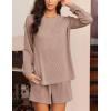 image:imageEkouaer 2 Pieces Lounge Set for Women Long Sleeve Pajamas Top and Shorts Matching Sets Outfits with PocketsPink