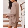 image:imageEkouaer 2 Pieces Lounge Set for Women Long Sleeve Pajamas Top and Shorts Matching Sets Outfits with PocketsPink