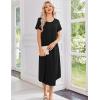 image:imageEkouaer 3 Pack Long Nightgowns for Women Plus Size Moo Moos Short Sleeve House Dress Button Night Gown Soft Sleepwear S5XLBlack FloralLight PurpleBlack