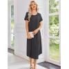 image:imageEkouaer 3 Pack Long Nightgowns for Women Plus Size Moo Moos Short Sleeve House Dress Button Night Gown Soft Sleepwear S5XLLeopardBlackDark Grey