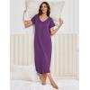 image:imageEkouaer 3 Pack Long Nightgowns for Women Plus Size Moo Moos Short Sleeve House Dress Button Night Gown Soft Sleepwear S5XLPurpleBlackBlue
