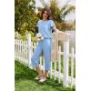 image:imageEkouaer Capri Pajamas Set Womens Ruffle Sleeve Top and Capri Pants Soft Sleepwear Loungewear with PocketsBaby Blue