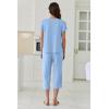 image:imageEkouaer Capri Pajamas Set Womens Ruffle Sleeve Top and Capri Pants Soft Sleepwear Loungewear with PocketsBaby Blue