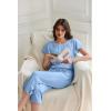 image:imageEkouaer Capri Pajamas Set Womens Ruffle Sleeve Top and Capri Pants Soft Sleepwear Loungewear with PocketsBaby Blue