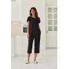 image:imageEkouaer Capri Pajamas Set Womens Ruffle Sleeve Top and Capri Pants Soft Sleepwear Loungewear with PocketsBlack