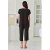 image:imageEkouaer Capri Pajamas Set Womens Ruffle Sleeve Top and Capri Pants Soft Sleepwear Loungewear with PocketsBlack