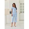 image:imageEkouaer Capri Pajamas Set Womens Ruffle Sleeve Top and Capri Pants Soft Sleepwear Loungewear with PocketsBlue Stars