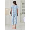 image:imageEkouaer Capri Pajamas Set Womens Ruffle Sleeve Top and Capri Pants Soft Sleepwear Loungewear with PocketsBlue Stars