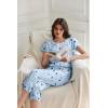 image:imageEkouaer Capri Pajamas Set Womens Ruffle Sleeve Top and Capri Pants Soft Sleepwear Loungewear with PocketsBlue Stars