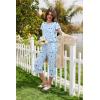 image:imageEkouaer Capri Pajamas Set Womens Ruffle Sleeve Top and Capri Pants Soft Sleepwear Loungewear with PocketsBlue Stars