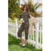 image:imageEkouaer Capri Pajamas Set Womens Ruffle Sleeve Top and Capri Pants Soft Sleepwear Loungewear with PocketsBrown Ethnic