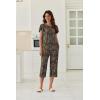 image:imageEkouaer Capri Pajamas Set Womens Ruffle Sleeve Top and Capri Pants Soft Sleepwear Loungewear with PocketsBrown Ethnic