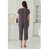 image:imageEkouaer Capri Pajamas Set Womens Ruffle Sleeve Top and Capri Pants Soft Sleepwear Loungewear with PocketsDark Gray