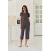 image:imageEkouaer Capri Pajamas Set Womens Ruffle Sleeve Top and Capri Pants Soft Sleepwear Loungewear with PocketsDark Gray