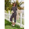 image:imageEkouaer Capri Pajamas Set Womens Ruffle Sleeve Top and Capri Pants Soft Sleepwear Loungewear with PocketsDark Gray
