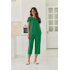 image:imageEkouaer Capri Pajamas Set Womens Ruffle Sleeve Top and Capri Pants Soft Sleepwear Loungewear with PocketsGreen