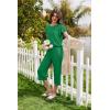 image:imageEkouaer Capri Pajamas Set Womens Ruffle Sleeve Top and Capri Pants Soft Sleepwear Loungewear with PocketsGreen
