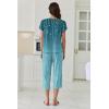 image:imageEkouaer Capri Pajamas Set Womens Ruffle Sleeve Top and Capri Pants Soft Sleepwear Loungewear with PocketsGreen Leaves