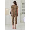 image:imageEkouaer Capri Pajamas Set Womens Ruffle Sleeve Top and Capri Pants Soft Sleepwear Loungewear with PocketsLeopard Print
