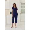 image:imageEkouaer Capri Pajamas Set Womens Ruffle Sleeve Top and Capri Pants Soft Sleepwear Loungewear with PocketsNavy Blue