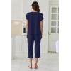 image:imageEkouaer Capri Pajamas Set Womens Ruffle Sleeve Top and Capri Pants Soft Sleepwear Loungewear with PocketsNavy Blue