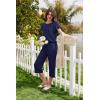 image:imageEkouaer Capri Pajamas Set Womens Ruffle Sleeve Top and Capri Pants Soft Sleepwear Loungewear with PocketsNavy Blue