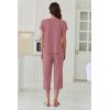 image:imageEkouaer Capri Pajamas Set Womens Ruffle Sleeve Top and Capri Pants Soft Sleepwear Loungewear with PocketsPale Violet Red