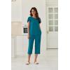 image:imageEkouaer Capri Pajamas Set Womens Ruffle Sleeve Top and Capri Pants Soft Sleepwear Loungewear with PocketsPeacock Blue